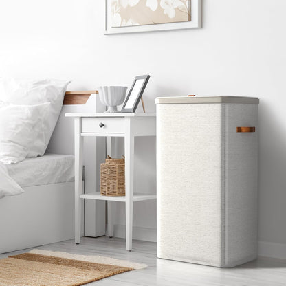 Laundry Hamper with Lid - Collapsible 2-Compartment Fabric Laundry Basket with Handles and Removable Laundry Bag – 45 Gallon (170 L) Dirty Clothes Hamper for Bedroom, bathroom and dorm (Gray)