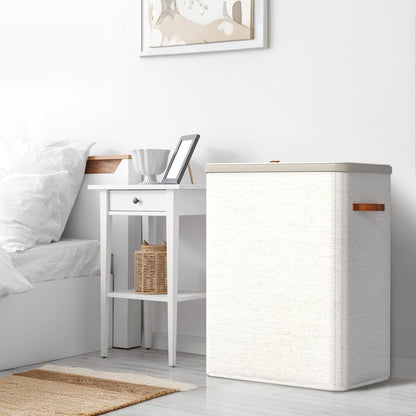 Laundry Hamper with Lid - Collapsible 2-Compartment Fabric Laundry Basket with Handles and Removable Laundry Bag – 45 Gallon (170 L) Dirty Clothes Hamper for Bedroom, bathroom and dorm (Gray)