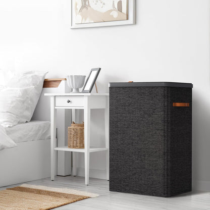 Laundry Hamper with Lid - Collapsible 2-Compartment Fabric Laundry Basket with Handles and Removable Laundry Bag – 45 Gallon (170 L) Dirty Clothes Hamper for Bedroom, bathroom and dorm (Gray)