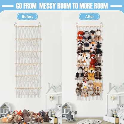 Stuffed Animal Net or Hammock Corner Wall Hanging for Storage with 5 Layer