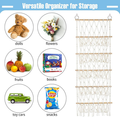 Stuffed Animal Net or Hammock Corner Wall Hanging for Storage with 5 Layer