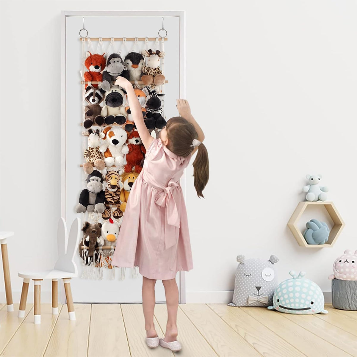Stuffed Animal Net or Hammock Corner Wall Hanging for Storage with 5 Layer
