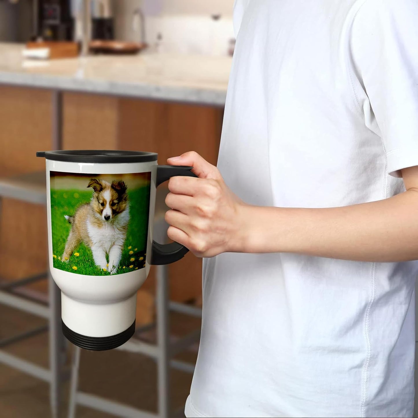 tm_667_1 Sheltie Puppy Travel Mug, 14-Ounce