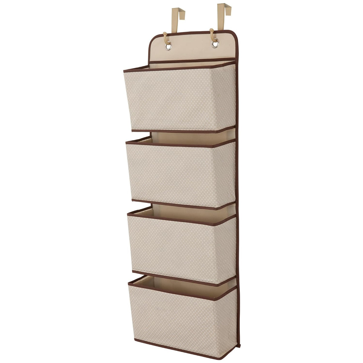 4 Pocket Over The Door Hanging Organizer, Easy Storage/Organization Solution - Versatile and Accessible in Any Room in the House, Beige
