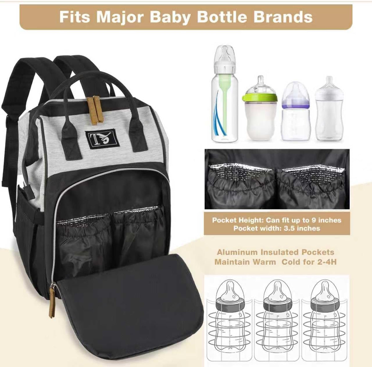 Diaper Bag Backpack for Women - Multifunction Travel Essentials Baby Diaper Bag with Changing Pad, Large Backpack Baby Girl Boy, Insulated Bottle Holders & Stroller Straps (Red+Blue)