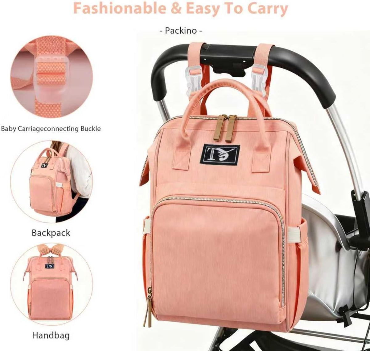 Diaper Bag Backpack for Women - Multifunction Travel Essentials Baby Diaper Bag with Changing Pad, Large Backpack Baby Girl Boy, Insulated Bottle Holders & Stroller Straps (Red+Blue)