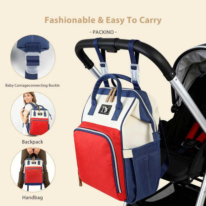 Diaper Bag Backpack for Women - Multifunction Travel Essentials Baby Diaper Bag with Changing Pad, Large Backpack Baby Girl Boy, Insulated Bottle Holders & Stroller Straps (Red+Blue)