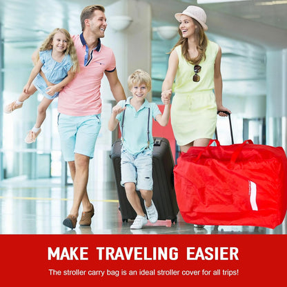 Stroller Travel Bag for Airplane, Stroller Cover Bag for Single & Double Strollers, Large Air Trvel Stroller Cover, Baby Travel Accessories, Waterproof Stroller Storage Bag, Red, 1 Pack
