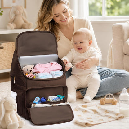 Puffy Diaper Bag Backpack for Mom, Lightweight Quilted Baby Bag with Waterproof Changing Pad, Large Travel Diaper Backpack with Insulated Bottle Pockets, Wipes Pocket, Stroller Straps