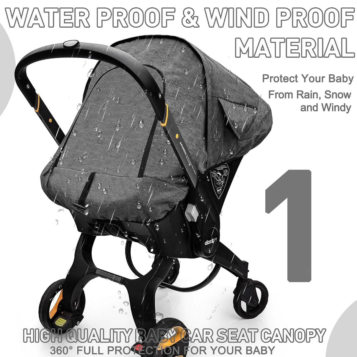 Waterproof Baby Car Seat Cover Compatible with Doona Car Seat and Stroller