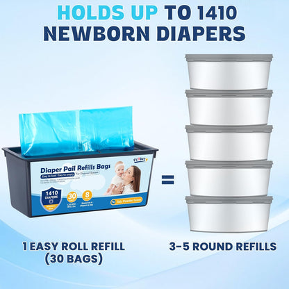 Diaper Pail Refill Bags, (120 Bags), 30 Bags Per Refill