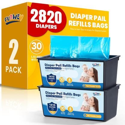 Diaper Pail Refill Bags, (120 Bags), 30 Bags Per Refill