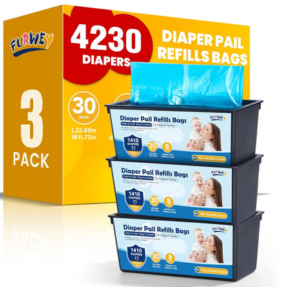 Diaper Pail Refill Bags, (120 Bags), 30 Bags Per Refill