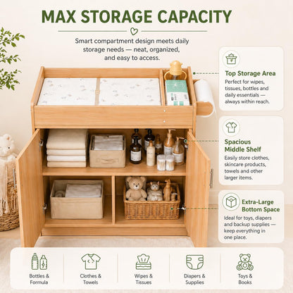 Daycare Changing Table with Storage & Machine-Washable Changing Pad