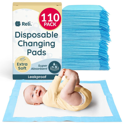 . Disposable Changing Pads for Baby | 110 Pack | 13" x 18"