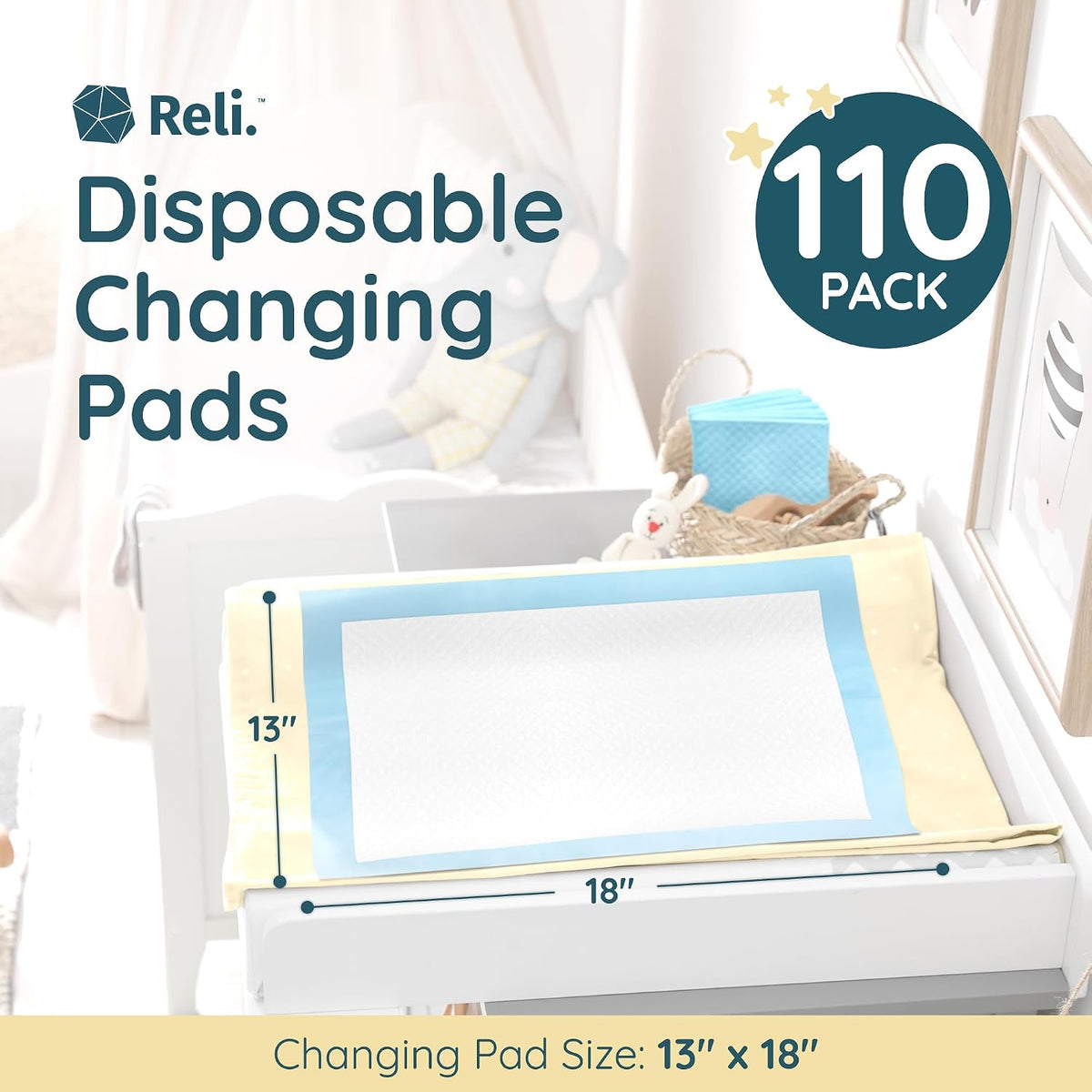 . Disposable Changing Pads for Baby | 110 Pack | 13" x 18"
