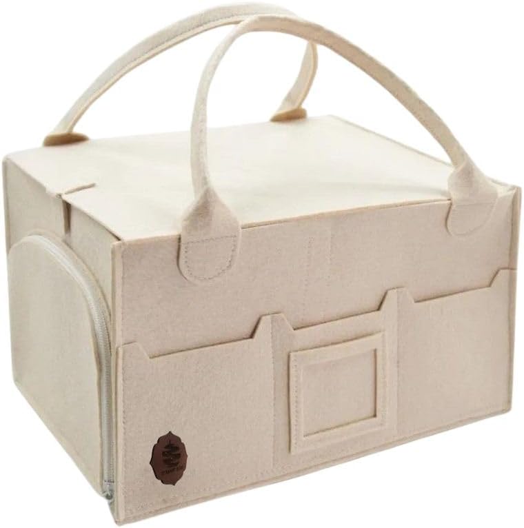 Baby Diaper Caddy Organizer, Nursery Storage Basket with Cap
