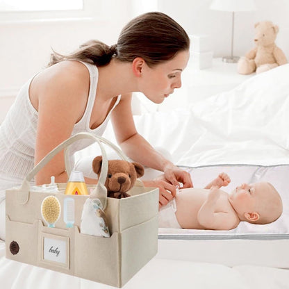 Baby Diaper Caddy Organizer, Nursery Storage Basket with Cap