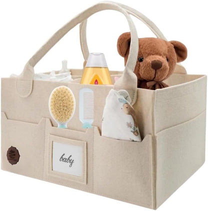 Baby Diaper Caddy Organizer, Nursery Storage Basket with Cap