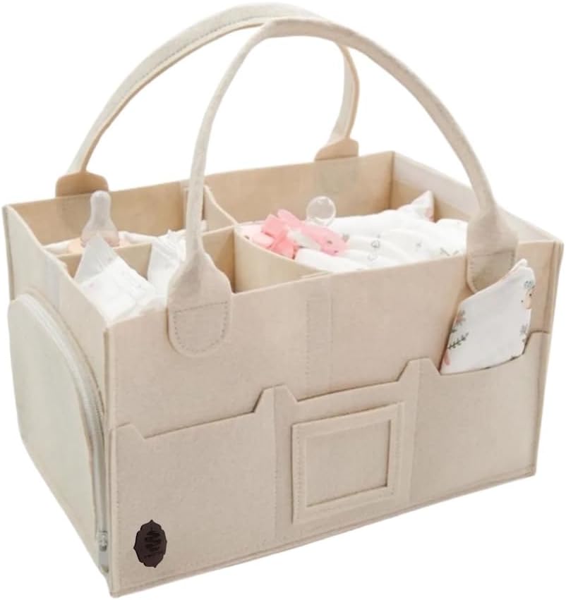 Baby Diaper Caddy Organizer, Nursery Storage Basket with Cap