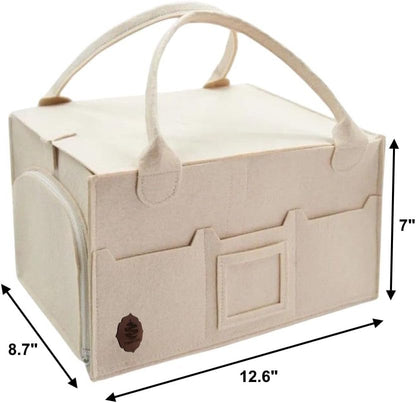Baby Diaper Caddy Organizer, Nursery Storage Basket with Cap