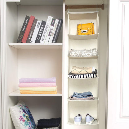 2 Pack 6 Shelves Hanging Closet Organizer with 2 Drawer, Hanging Storage with 4 Side Pockets for Clothes Shoes, 43.5"x12"x12"(Gray)