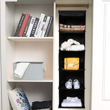 2 Pack 6 Shelves Hanging Closet Organizer with 2 Drawer, Hanging Storage with 4 Side Pockets for Clothes Shoes, 43.5"x12"x12"(Gray)