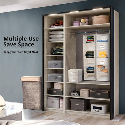 2 Pack 6 Shelves Hanging Closet Organizer with 2 Drawer, Hanging Storage with 4 Side Pockets for Clothes Shoes, 43.5"x12"x12"(Gray)