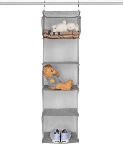 2 Pack 6 Shelves Hanging Closet Organizer with 2 Drawer, Hanging Storage with 4 Side Pockets for Clothes Shoes, 43.5"x12"x12"(Gray)