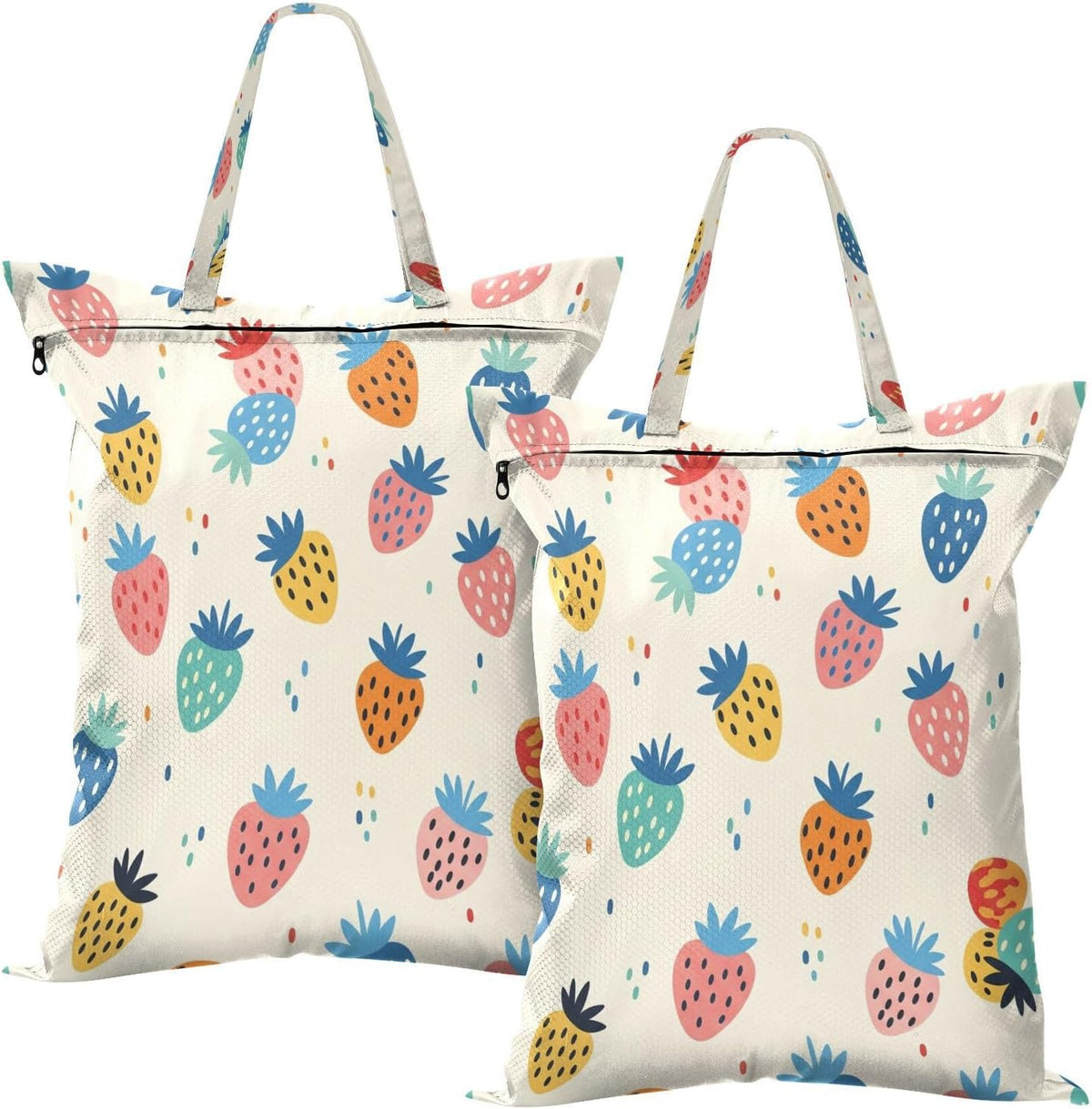 Colorful Strawberries Waterproof Travel Laundry Bag Reusable Set of 2