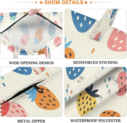 Colorful Strawberries Waterproof Travel Laundry Bag Reusable Set of 2
