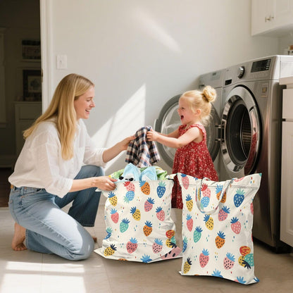 Colorful Strawberries Waterproof Travel Laundry Bag Reusable Set of 2