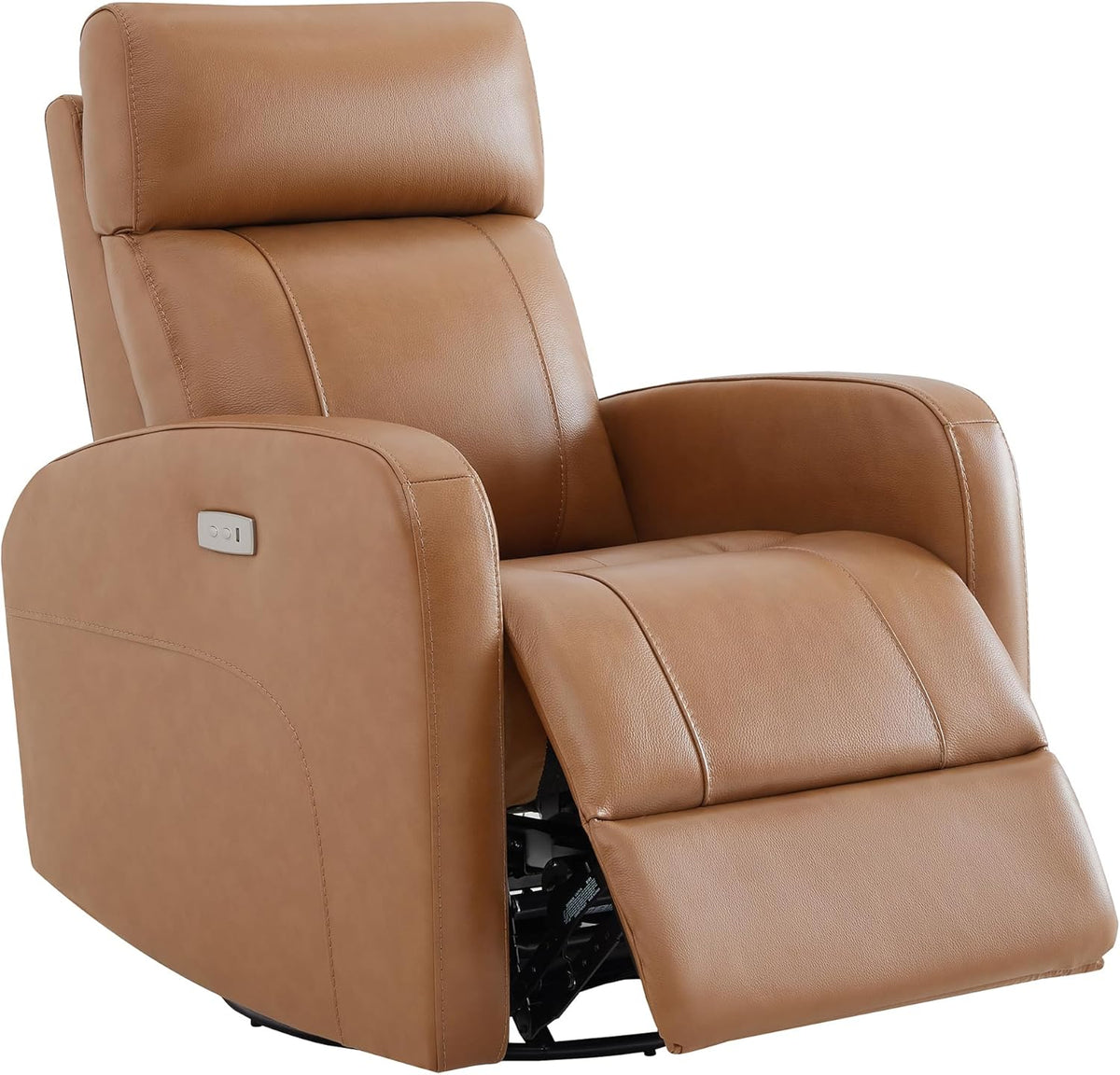 Genuine Leather Power Recliner Chair for Adults, Swivel Glider, Brown