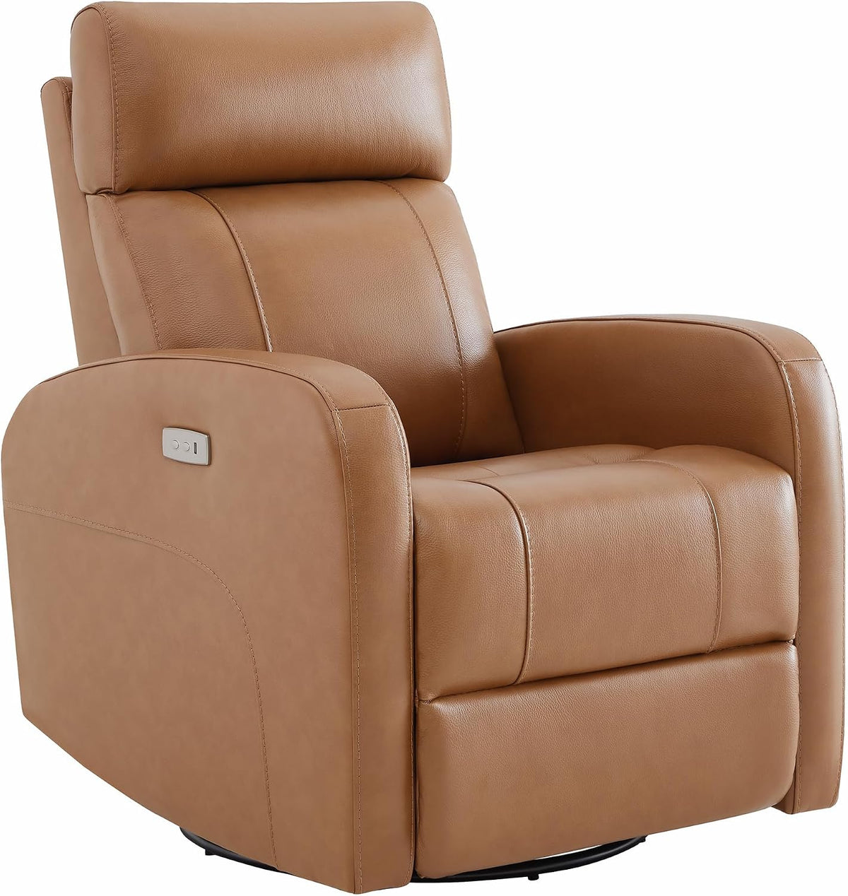 Genuine Leather Power Recliner Chair for Adults, Swivel Glider, Brown