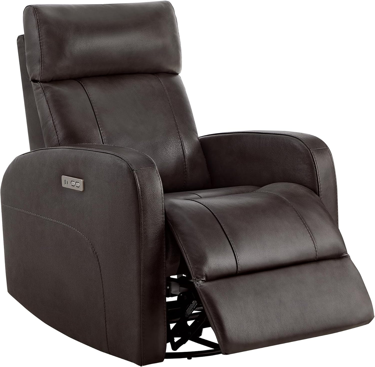 Genuine Leather Power Recliner Chair for Adults, Swivel Glider, Brown