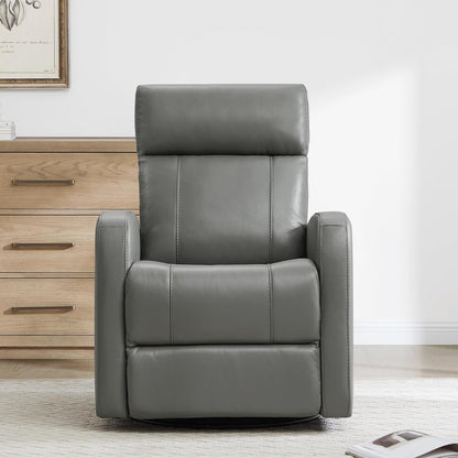 Genuine Leather Power Recliner Chair for Adults, Swivel Glider, Brown