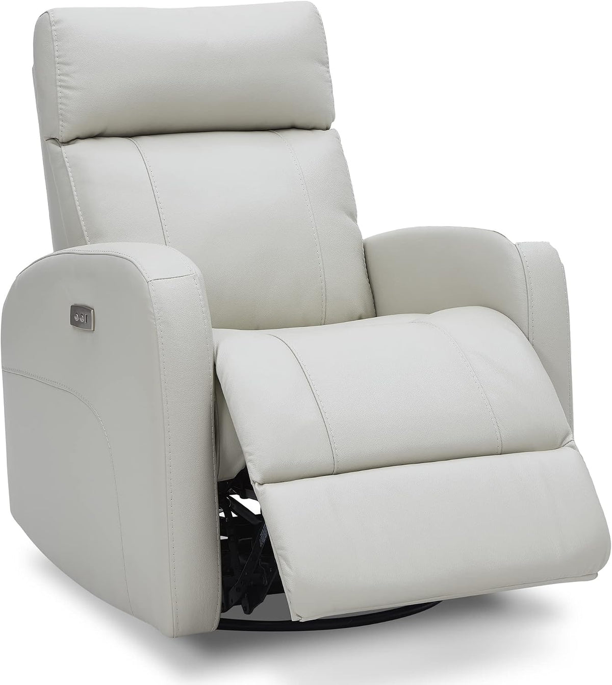 Genuine Leather Power Recliner Chair for Adults, Swivel Glider, Brown