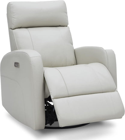 Genuine Leather Power Recliner Chair for Adults, Swivel Glider, Brown