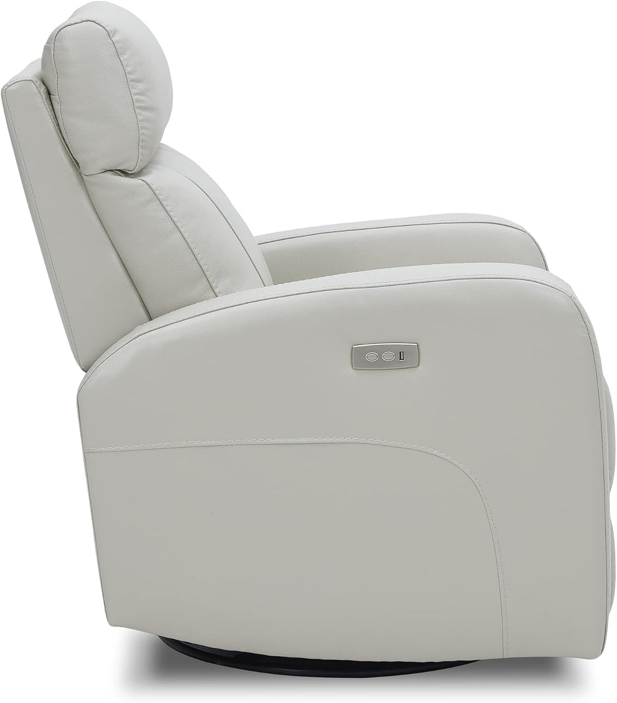 Genuine Leather Power Recliner Chair for Adults, Swivel Glider, Brown