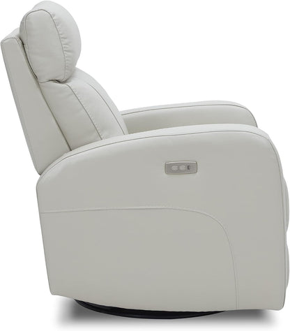 Genuine Leather Power Recliner Chair for Adults, Swivel Glider, Brown