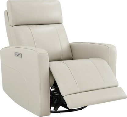 Genuine Leather Power Recliner Chair for Adults, Swivel Glider, Brown