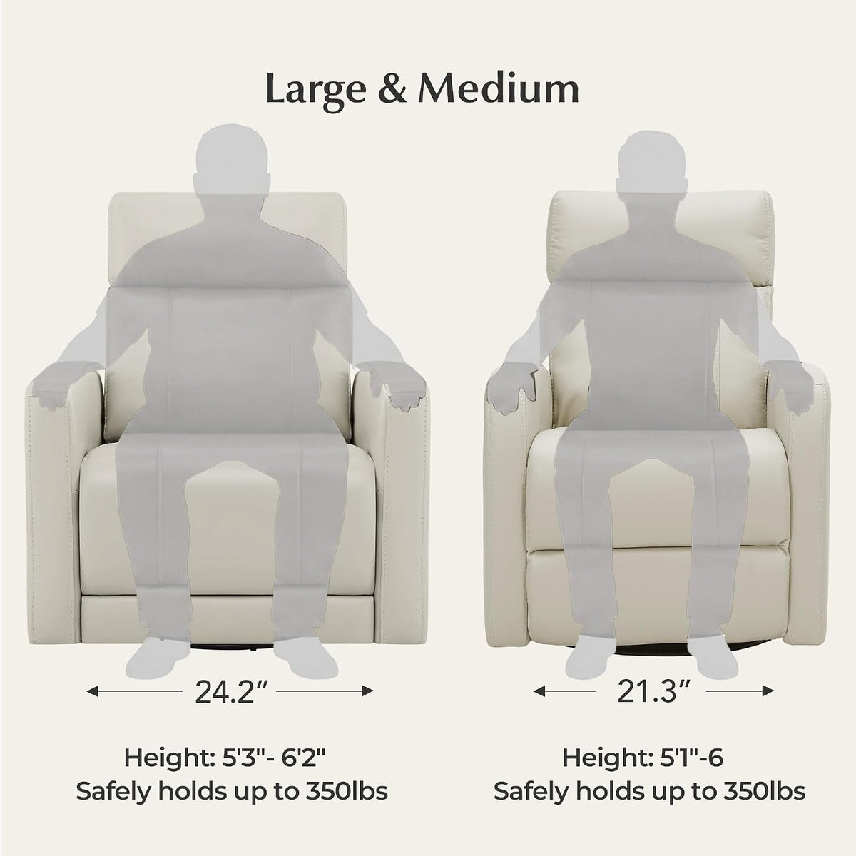 Genuine Leather Power Recliner Chair for Adults, Swivel Glider, Brown