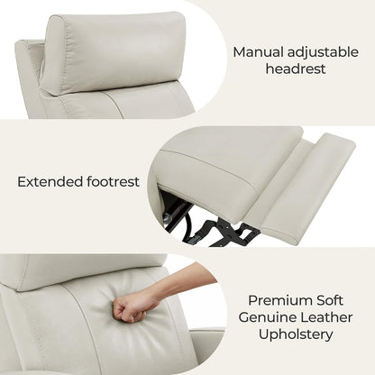 Genuine Leather Power Recliner Chair for Adults, Swivel Glider, Brown