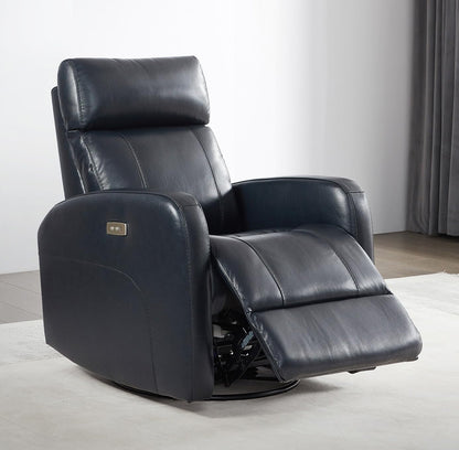 Genuine Leather Power Recliner Chair for Adults, Swivel Glider, Brown