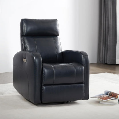 Genuine Leather Power Recliner Chair for Adults, Swivel Glider, Brown