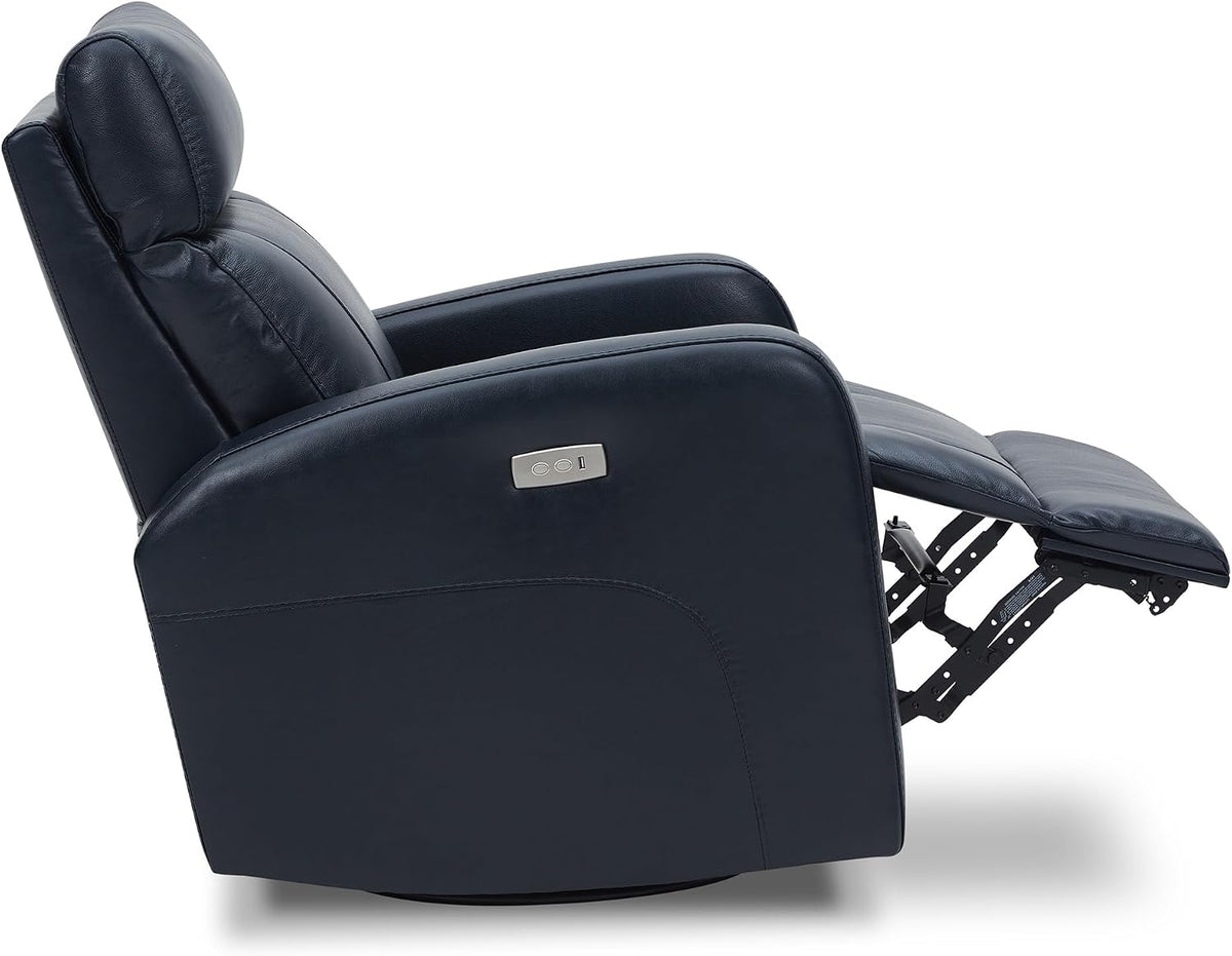 Genuine Leather Power Recliner Chair for Adults, Swivel Glider, Brown