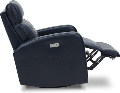 Genuine Leather Power Recliner Chair for Adults, Swivel Glider, Brown