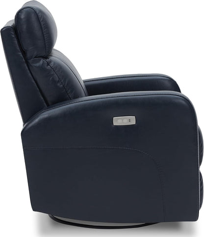 Genuine Leather Power Recliner Chair for Adults, Swivel Glider, Brown
