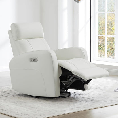 Genuine Leather Power Recliner Chair for Adults, Swivel Glider, Brown