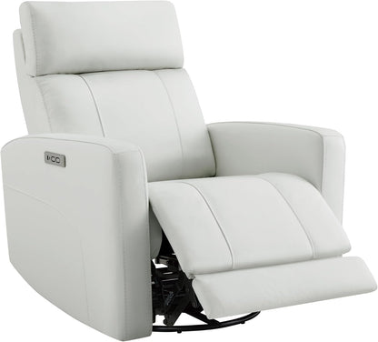 Genuine Leather Power Recliner Chair for Adults, Swivel Glider, Brown